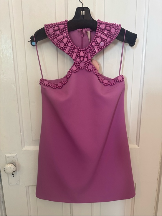 Alexis Dresses & Skirts - Alexis Beaded High-Neck Mini Dress in Bright Magenta